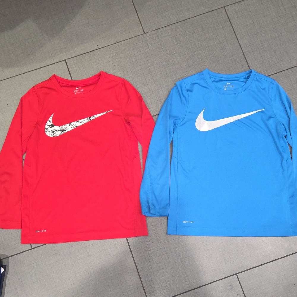 Nike Red and Blue Long Sleeve Tees